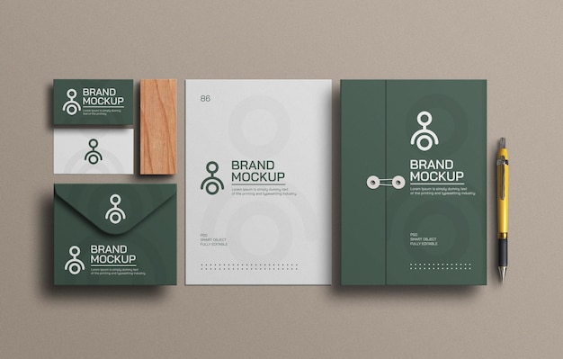 Elegant document with envelope stationery mockup Free Psd