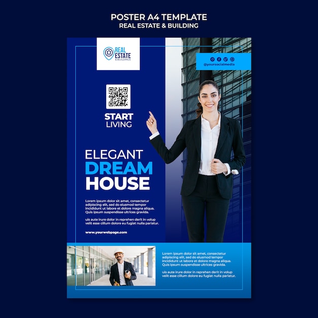 Free PSD elegant dream house poster template