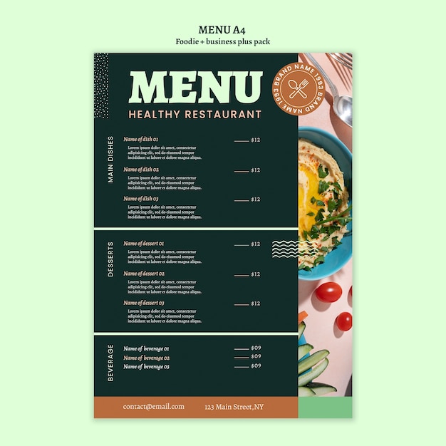 Free PSD elegant food template design
