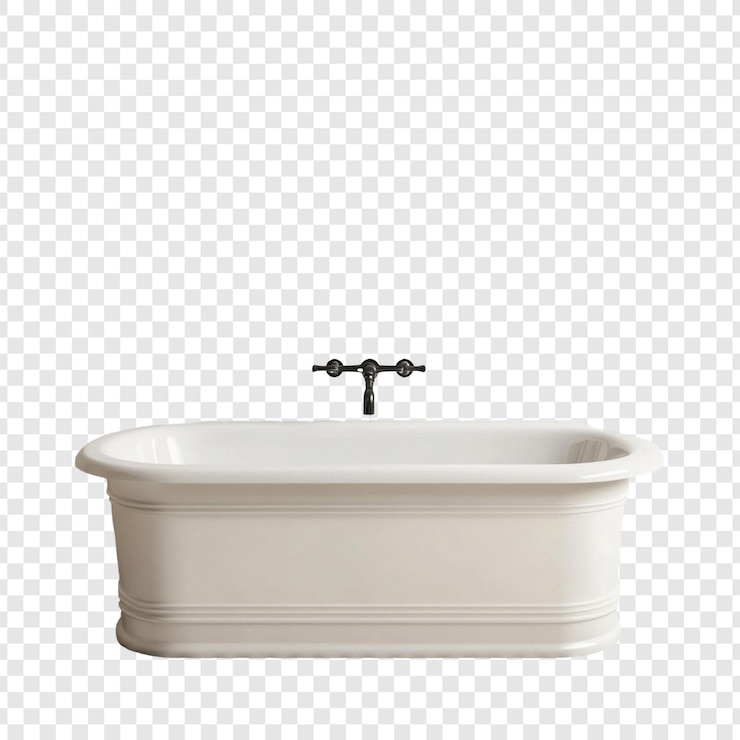 Free PSD elegant freestanding oval bathtub with classic faucet