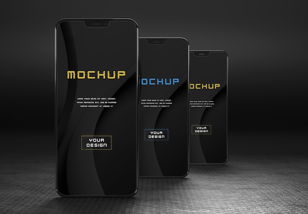 Elegant glossy dark smartphone mock-up design