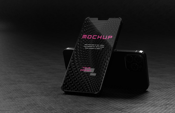 Elegant glossy dark smartphone mock-up design