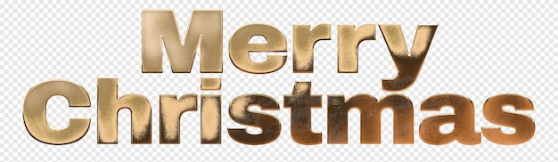 Free PSD elegant gold lettering merry christmas on a transparent background