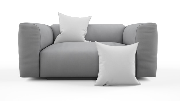 Free PSD elegant gray sofa, one-seater