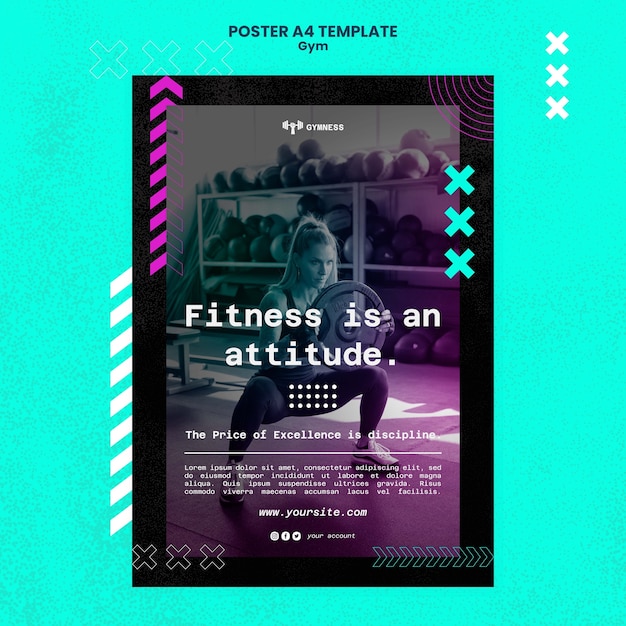 PSD gratuito design elegante del modello di palestra