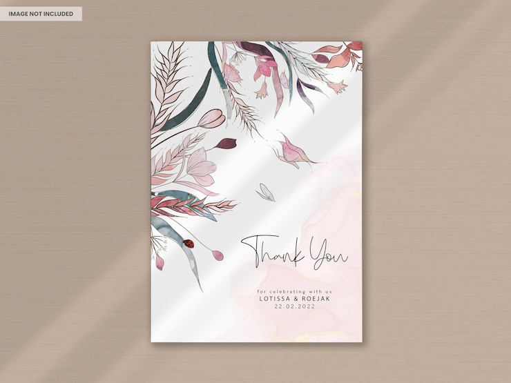 無料PSD 水彩でエレガントな手描きの花の結婚式の招待状