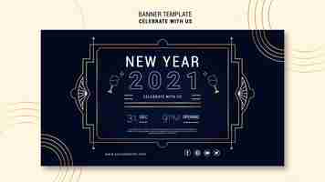 Free PSD elegant horizontal banner for new years party