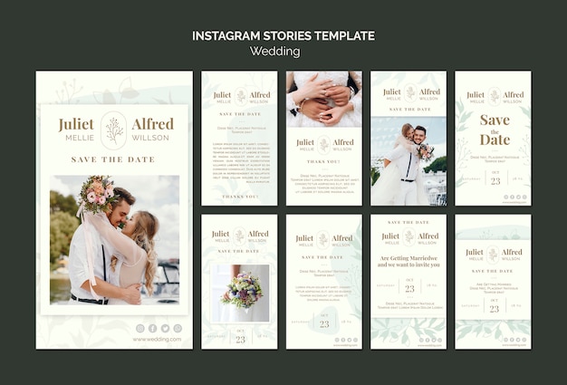 Elegant instagram post collection for wedding