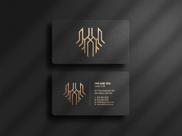 Elegant logo mockup on dark business card