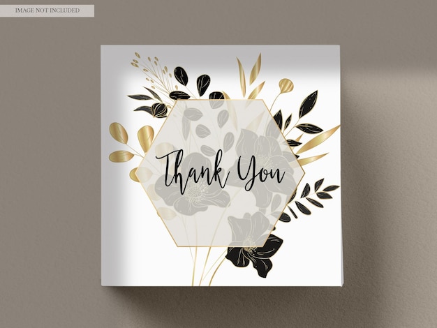 Free PSD elegant luxury wedding invitation card with gold floral