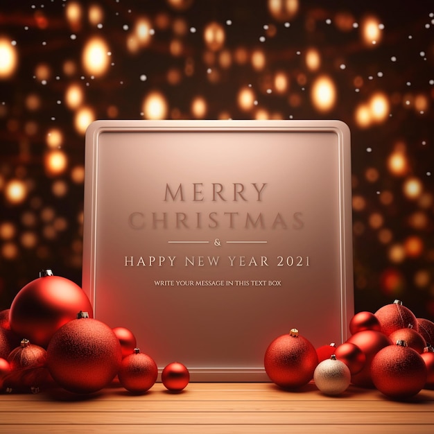 PSD gratuito elegant merry christmas frame con sfondo bokeh