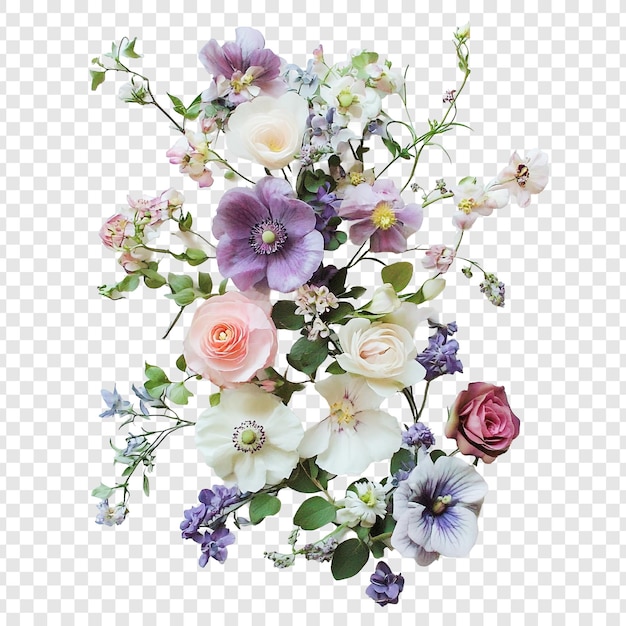 優雅 な パステル 色 の 花束  の 細 な 配列 アネモーン や 他 の 花