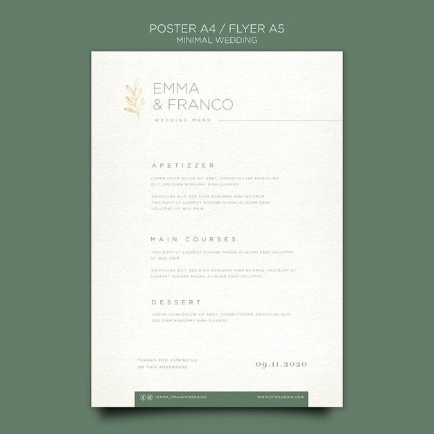 PSD gratuito elegante poster per matrimonio