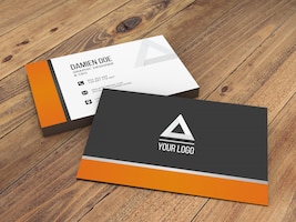 Elegant realistic wooden background business card mockup