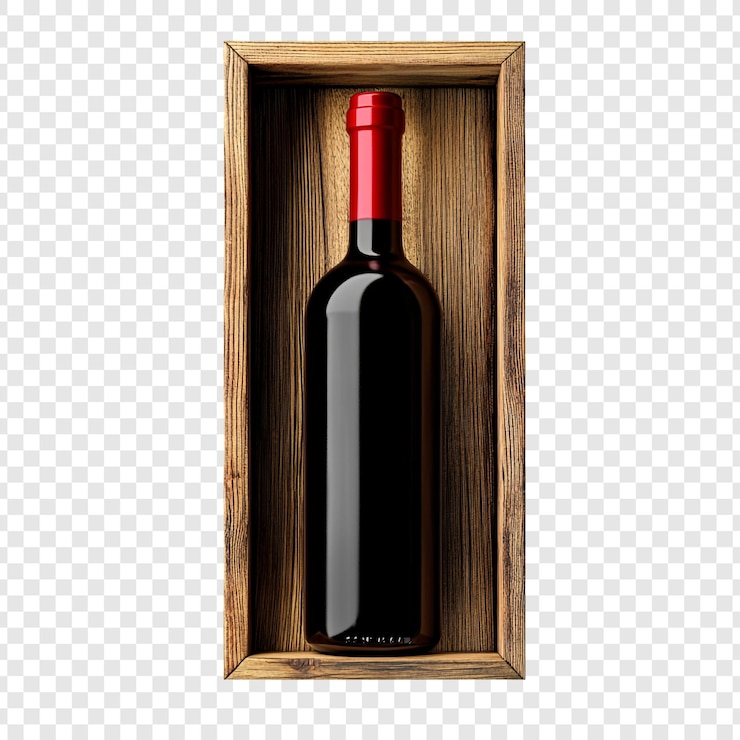 मुफ़्त PSD elegant red wine bottle in wooden box