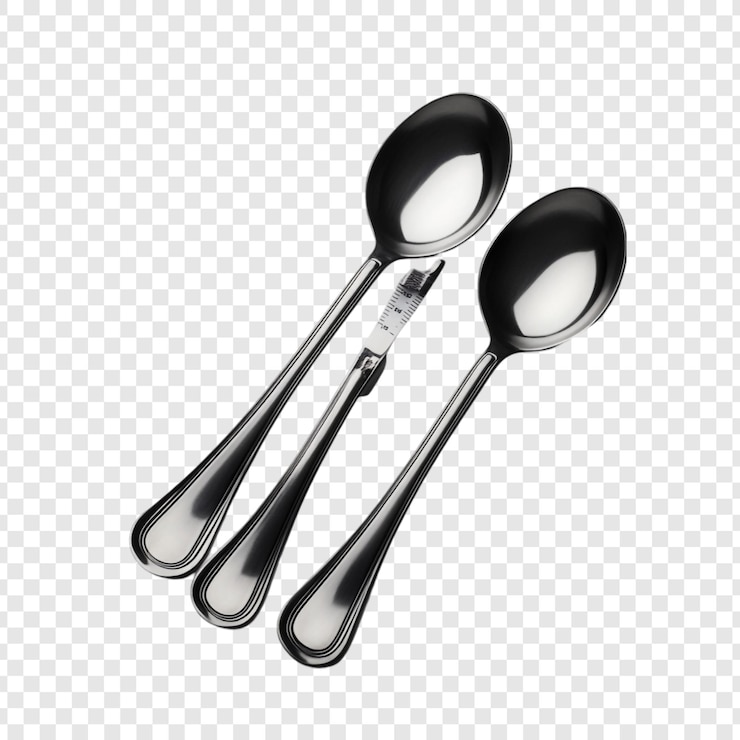 Free PSD elegant stainless steel spoons a trio of polished cutlery