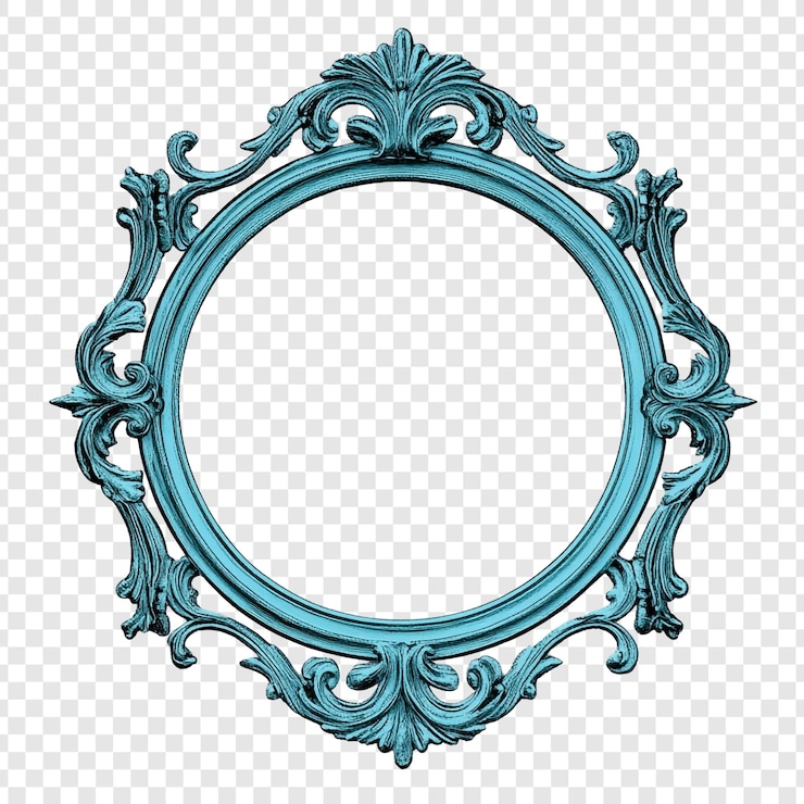 Free PSD elegant teal ornate round frame a decorative circular frame with intricate design