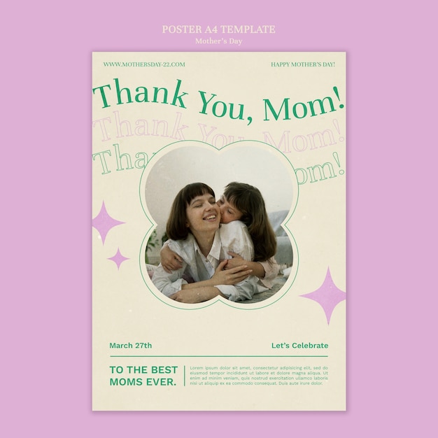 Free PSD elegant uk mother's day poster template