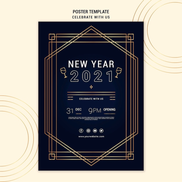 Free PSD elegant vertical poster template for new years party