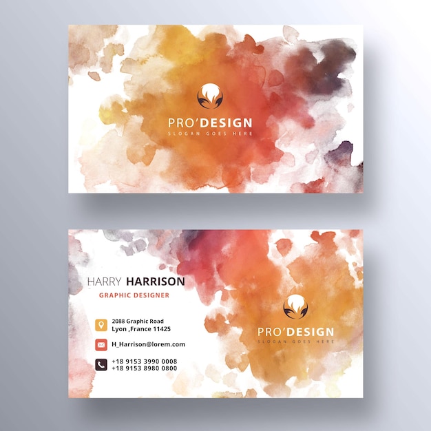 Free PSD elegant watercolor brush psd business card template