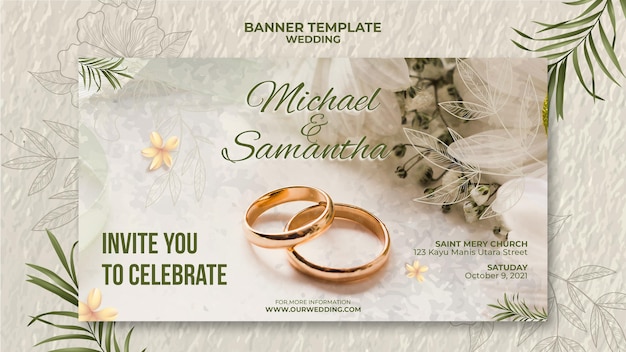 PSD gratuito modello di banner matrimonio elegante