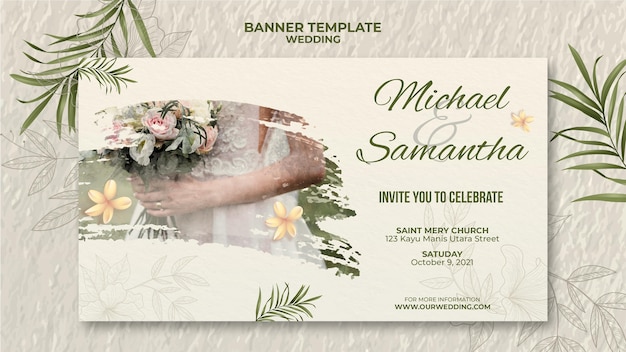 PSD gratuito modello di banner matrimonio elegante