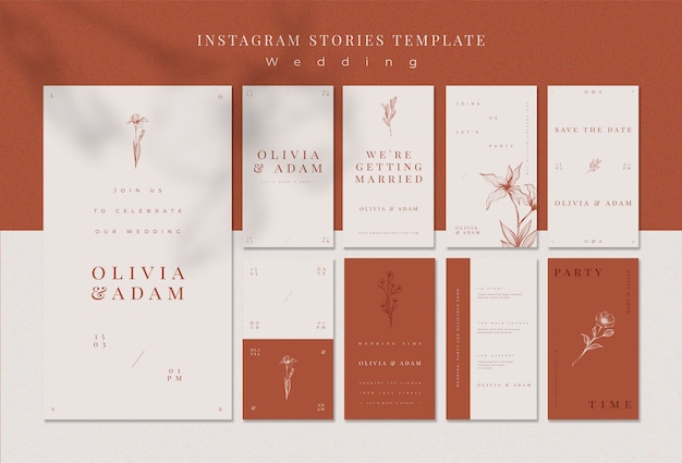 Free PSD elegant wedding instagram stories template