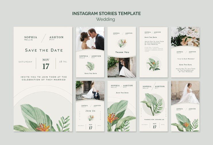 Free PSD elegant wedding instagram stories template