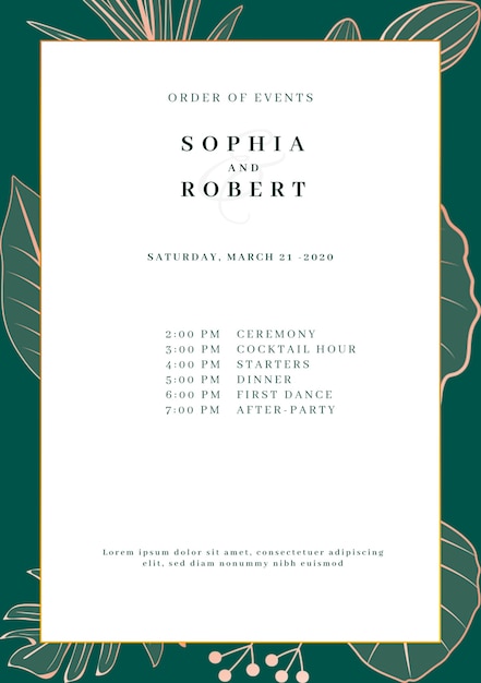 Elegant wedding invitation card with nature concept