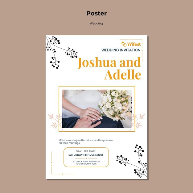 Free PSD elegant wedding poster template