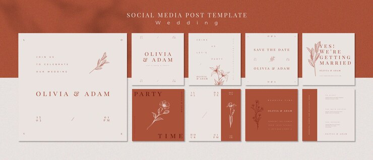 Free PSD elegant wedding social media posts template