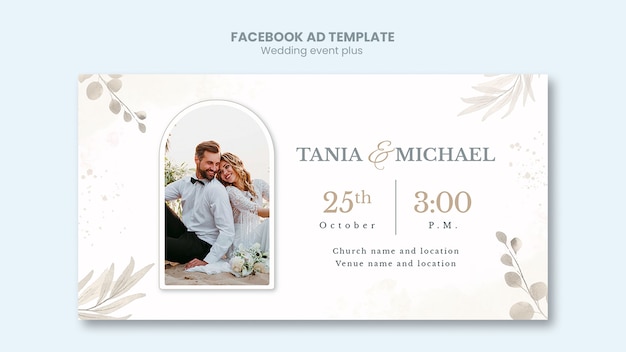 Elegant wedding social media promo template with vegetation