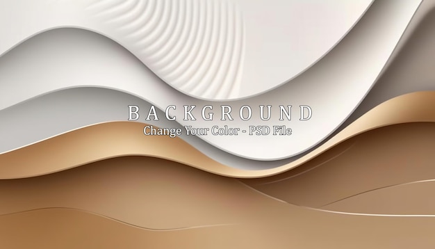 elegant white overlap brown shade background with line golden elements generative ai