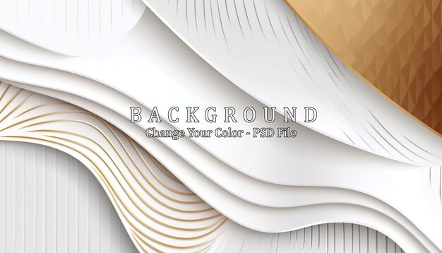 elegant white overlap brown shade background with line golden elements generative ai