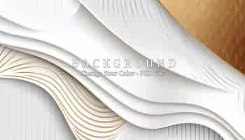 Free PSD elegant white overlap brown shade background with line golden elements generative ai