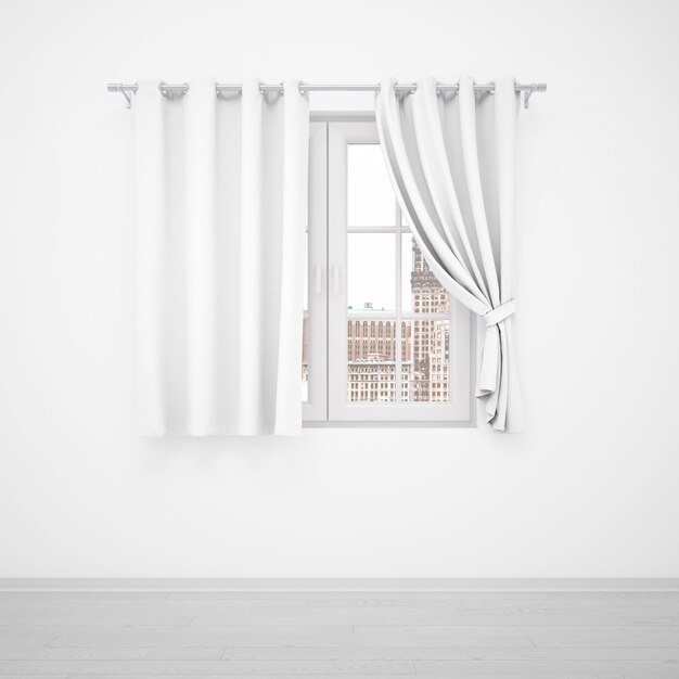 Элегантное окно с белыми занавесками