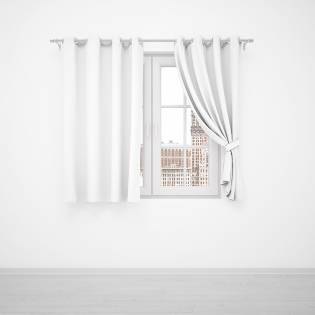 Elegant window with white curtains
