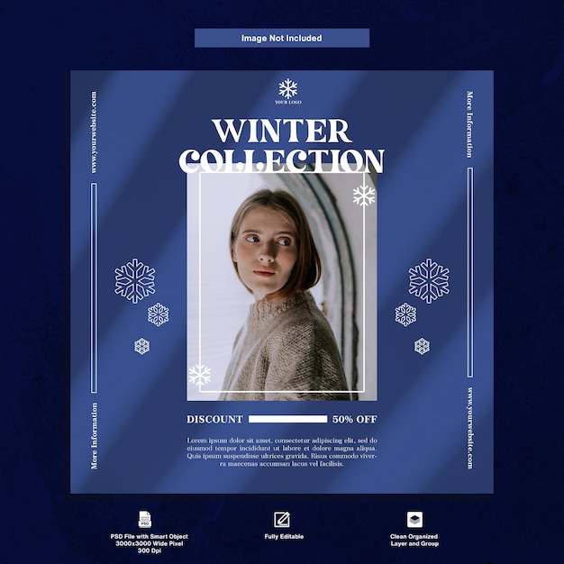Elegant winter collection fashion sale instagram post social media template