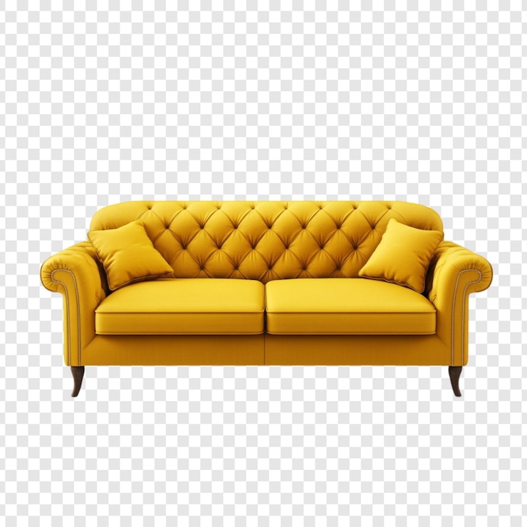 Free PSD elegant yellow chesterfield sofa a luxurious accent for modern living rooms