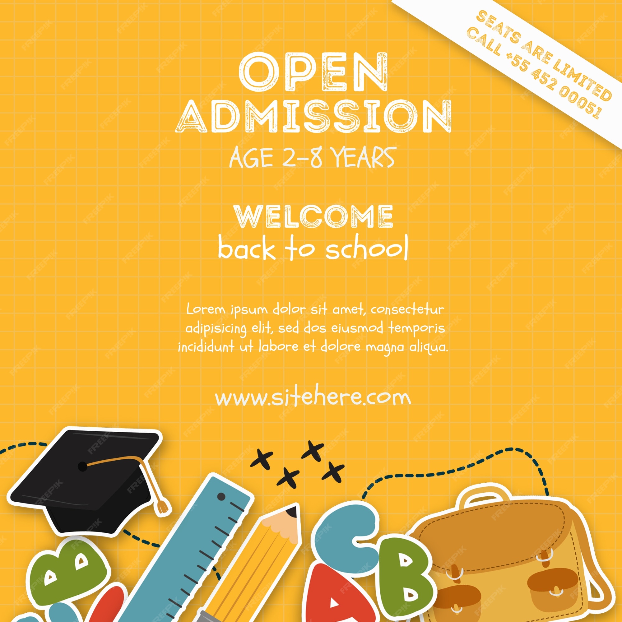 Free PSD | Elementary school admission poster template