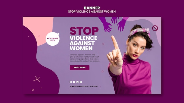 PSD gratuito modello di banner di eliminazione della violenza contro le donne