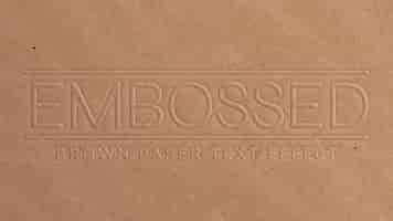 Free PSD embossed brown paper text effect