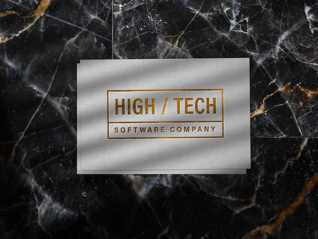 Embossed gold logo mockup on linen paper