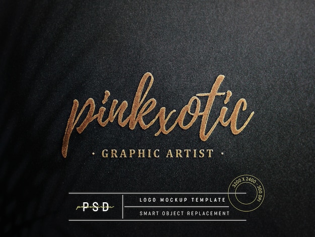 Download Embossed logo mockup on stripped black paper | Premium PSD ...