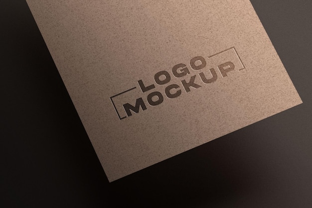 Embossed logo mockup on kraft paper