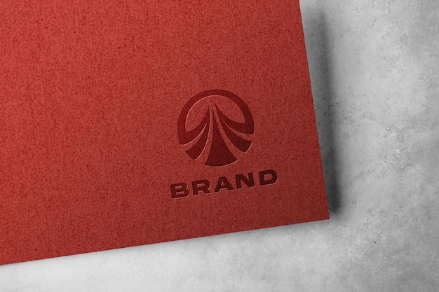 Embossed logo mockup on kraft paper