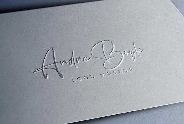 Embossed silver logo mockup