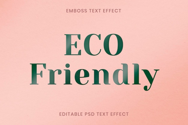 Embossed text effect editable PSD template on white paper texture – free PSD download