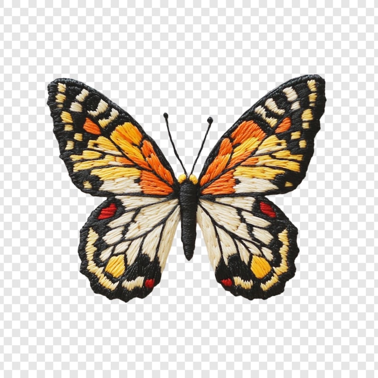 Free PSD embroidered butterfly a detailed closeup