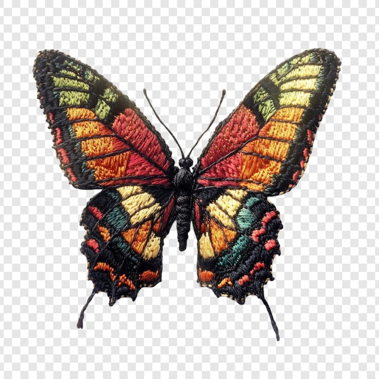 Free PSD embroidered butterfly a tapestry of natures beauty